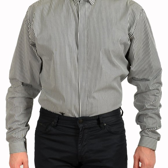 Dior Men's Striped Long Sleeve Dress Shirt US 17.5 IT 44 - Picture 12 of 16